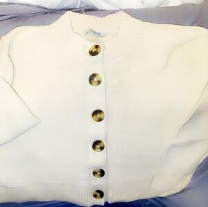 Madewell Cream and Gold Cardigan Sweater